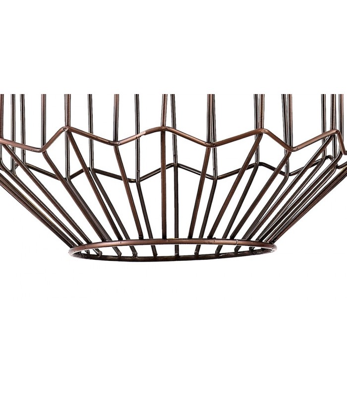 Small Caged Ceiling Pendant, 1 x E27, Antique Copper, Black - 8