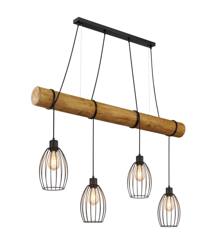 Berti Bar Pendant Ceiling Light Matt Black 4x E27-1