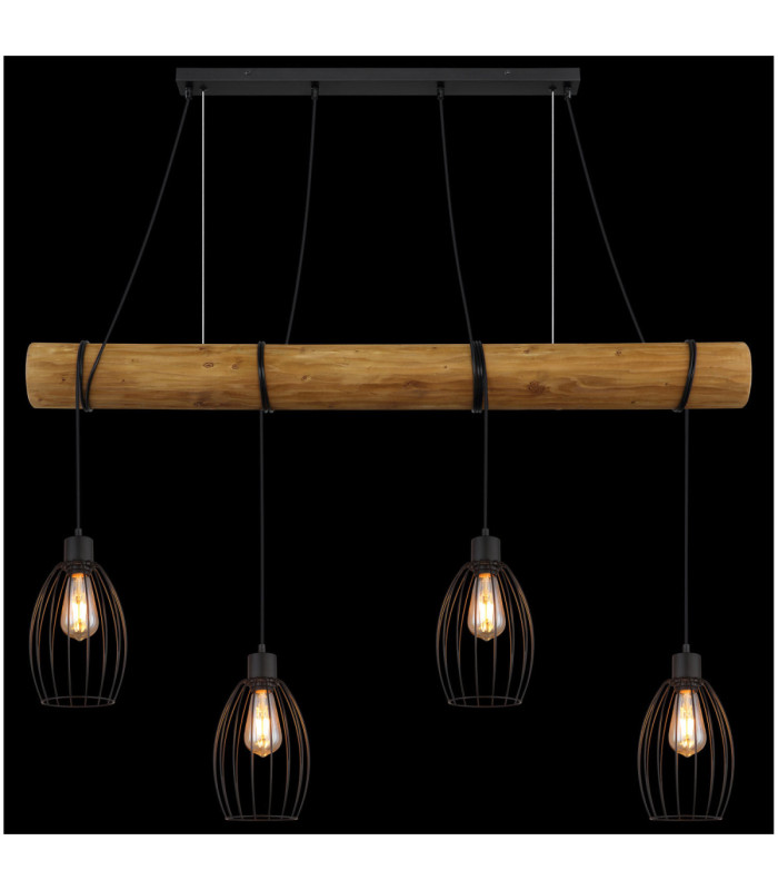 Berti Bar Pendant Ceiling Light Matt Black 4x E27-5