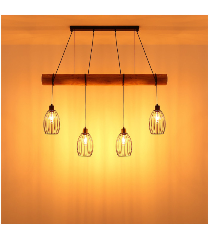 Berti Bar Pendant Ceiling Light Matt Black 4x E27-6