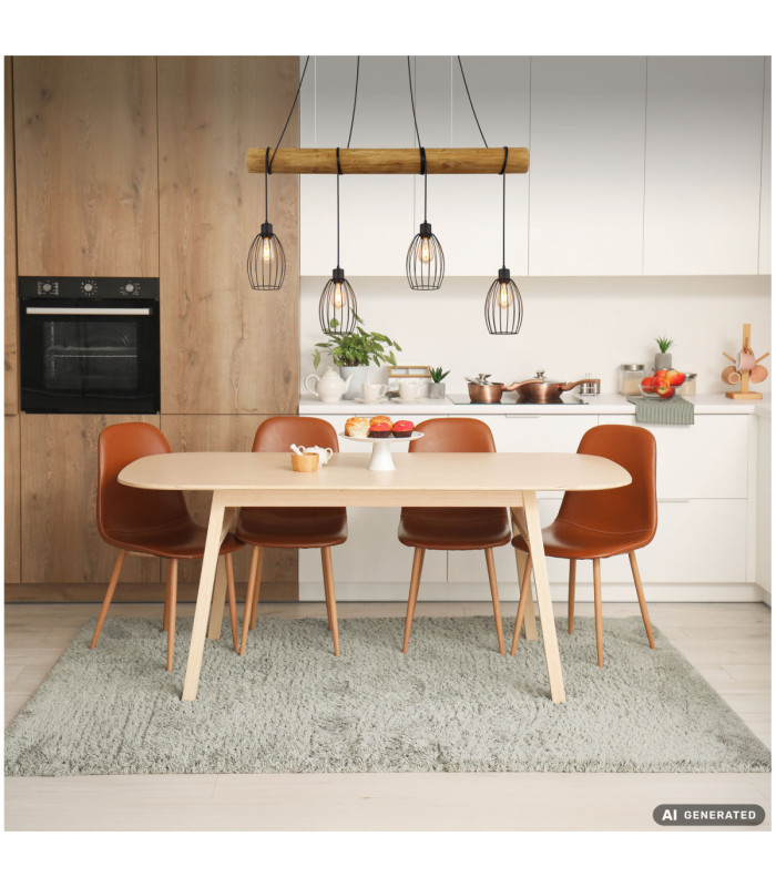 Berti Bar Pendant Ceiling Light Matt Black 4x E27-7