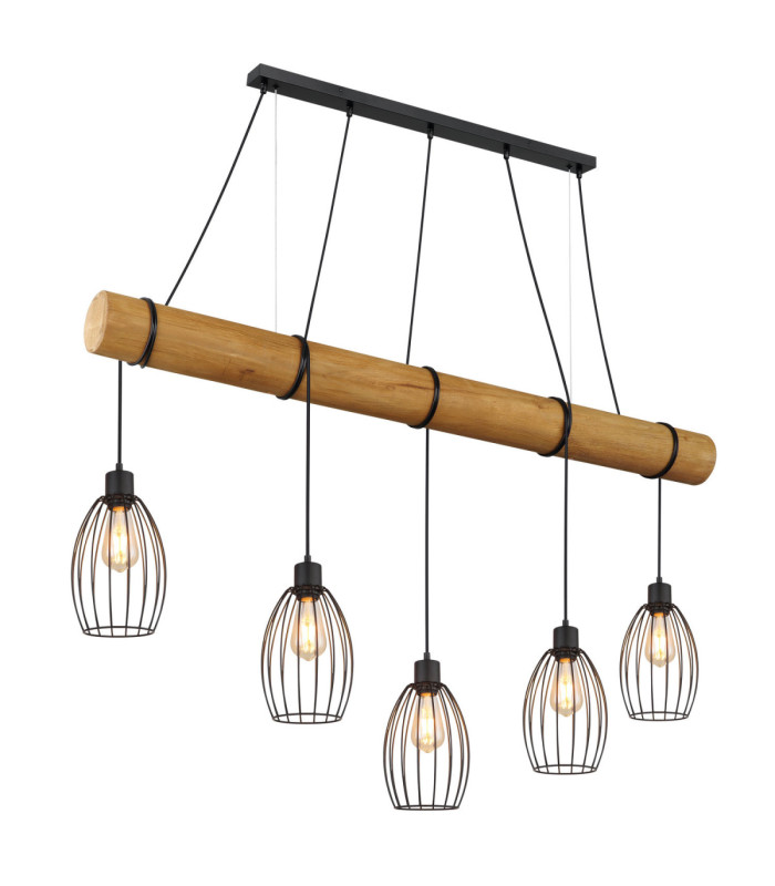 Berti Bar Pendant Ceiling Light Matt Black 5x E27-1