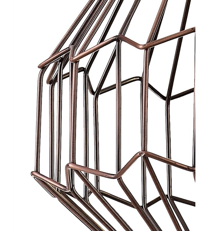 Small Caged Ceiling Pendant, 1 x E27, Antique Copper, Black - 9