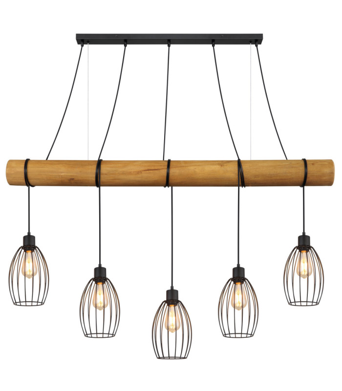 Berti Bar Pendant Ceiling Light Matt Black 5x E27-3