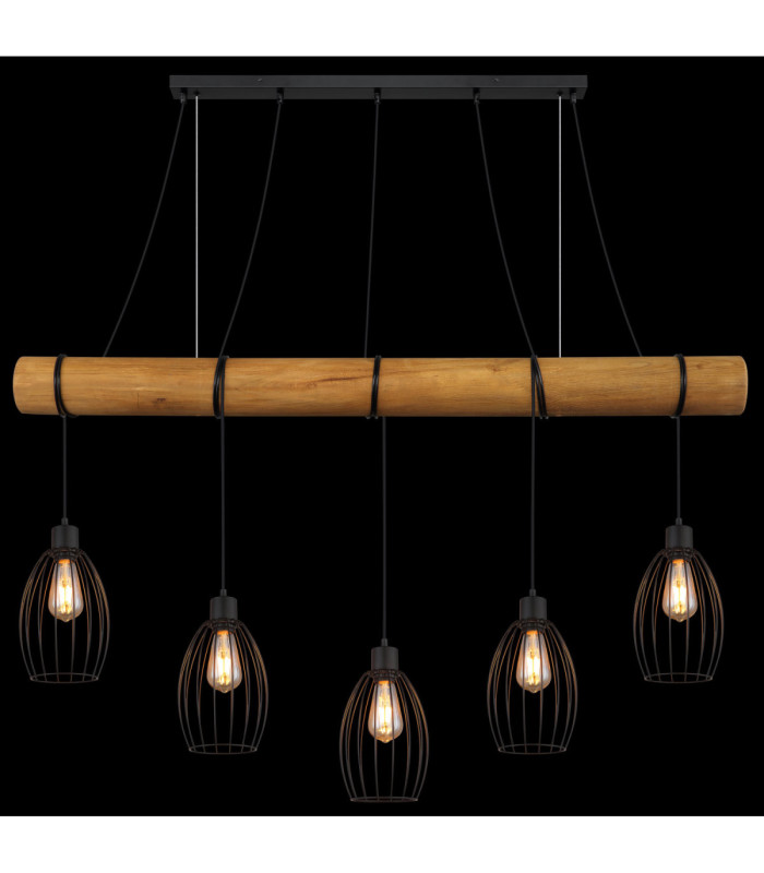 Berti Bar Pendant Ceiling Light Matt Black 5x E27-6