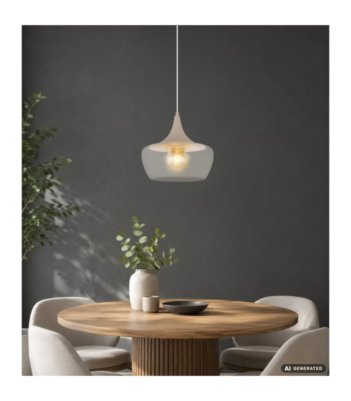 Arola Dome Pendant Ceiling Light Matt Sand Colour  1x E27-6
