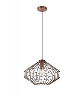 Medium Caged Ceiling Pendant, 1 x E27, Antique Copper, Black - 1