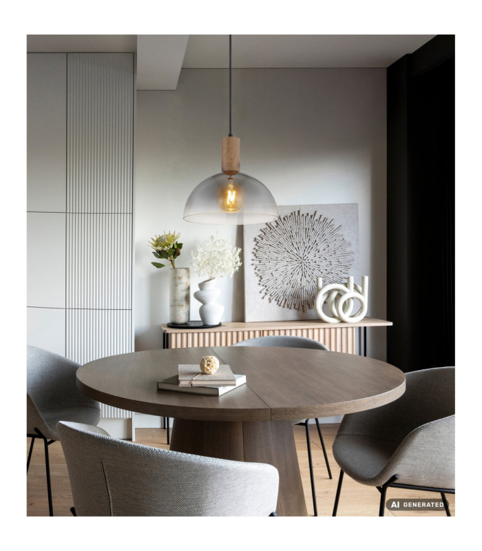 Romy Dome Pendant Ceiling Light Matt Black 1x E27-5
