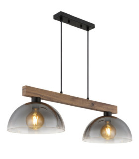Romy Bar Pendant Ceiling Light Matt Black 2x E27-1