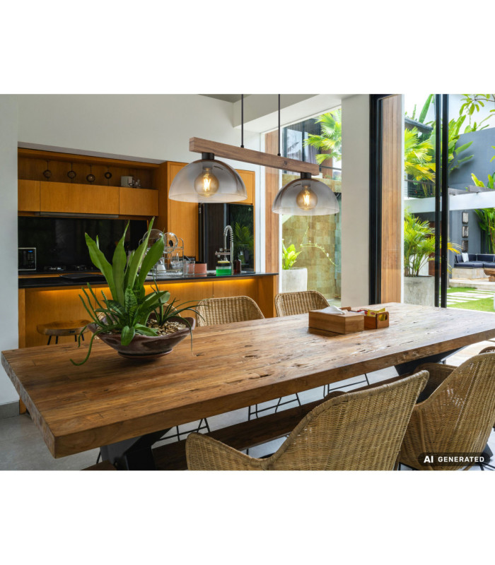 Romy Bar Pendant Ceiling Light Matt Black 2x E27-6