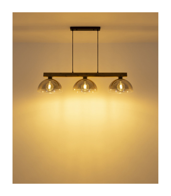 Romy Bar Pendant Ceiling Light Matt Black 3x E27-5