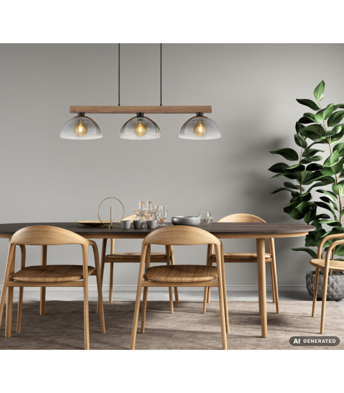 Romy Bar Pendant Ceiling Light Matt Black 3x E27-7