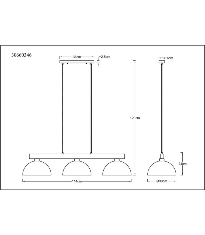 Romy Bar Pendant Ceiling Light Matt Black 3x E27-8