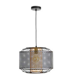 Denton Wire Frame Pendant Ceiling Light Black 1x E27
