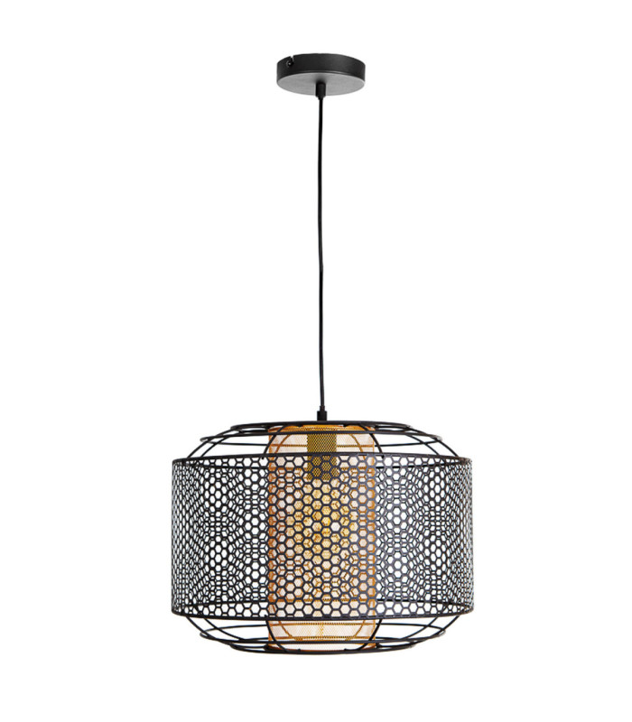 Denton Wire Frame Pendant Ceiling Light Black 1x E27