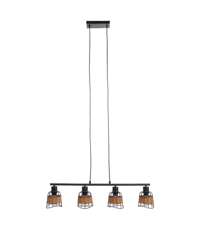 Esra Bar Pendant Ceiling Light Black 4x E27