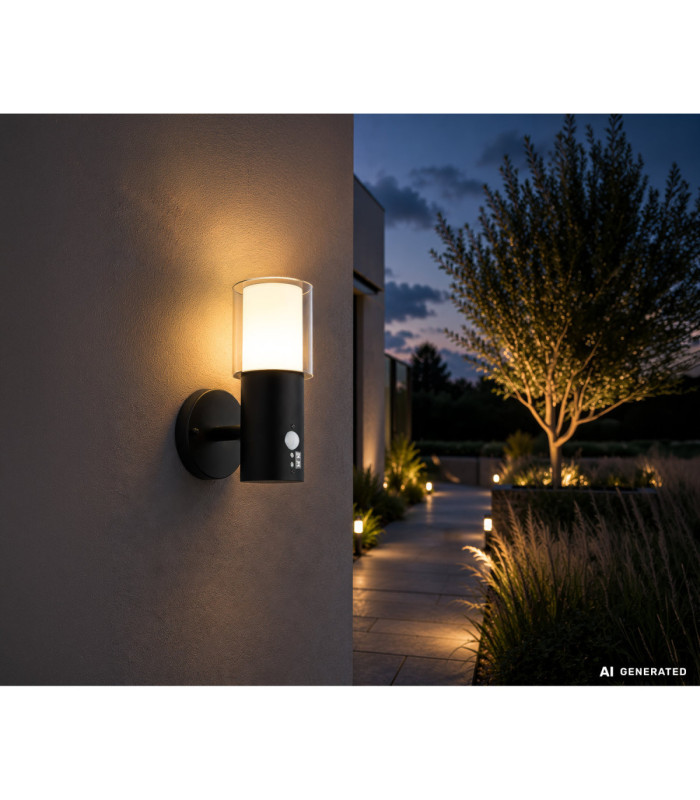 Compton Outdoor Modern Wall Lamp Matt Black 1x E27-8