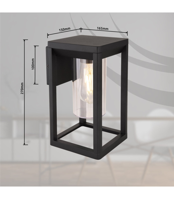 Candela Outdoor Wall Lantern Matt Black 1x E27-7