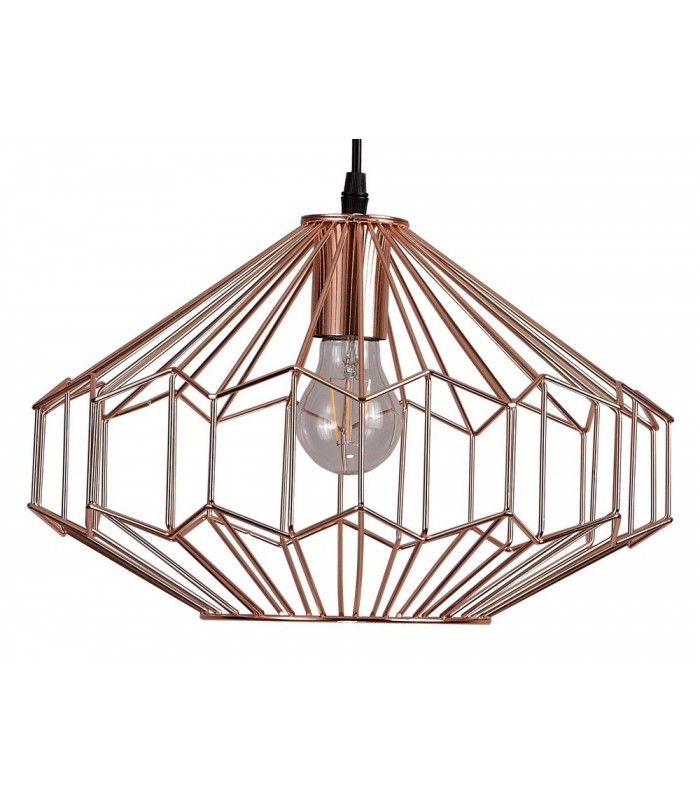 Medium Caged Ceiling Pendant, 1 x E27, Antique Copper, Black - 6
