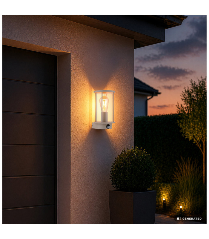 Gracey PIR Outdoor Wall Lantern Matt Sand Colour  1x E27-8