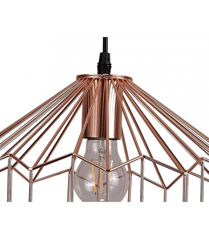 Medium Caged Ceiling Pendant, 1 x E27, Antique Copper, Black - 7