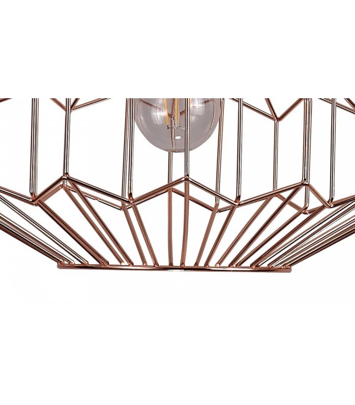 Medium Caged Ceiling Pendant, 1 x E27, Antique Copper, Black - 8