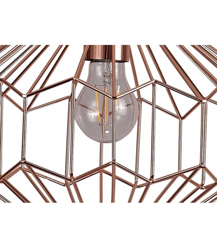 Medium Caged Ceiling Pendant, 1 x E27, Antique Copper, Black - 9