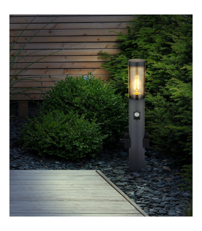 Eu Plug - Boston PIR
60cm Outdoor Bollard Anthracite 1x E27 with Integrated Socket-8