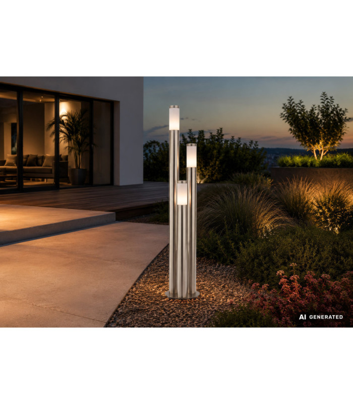 Boston 170cm Outdoor Bollard Stainless Steel 3x E27-5