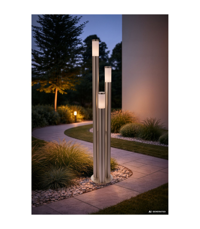 Boston 170cm Outdoor Bollard Stainless Steel 3x E27-6