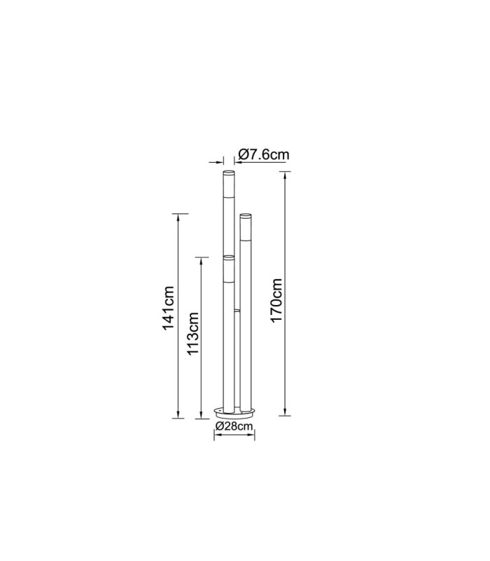 Boston 170cm Outdoor Bollard Stainless Steel 3x E27-7