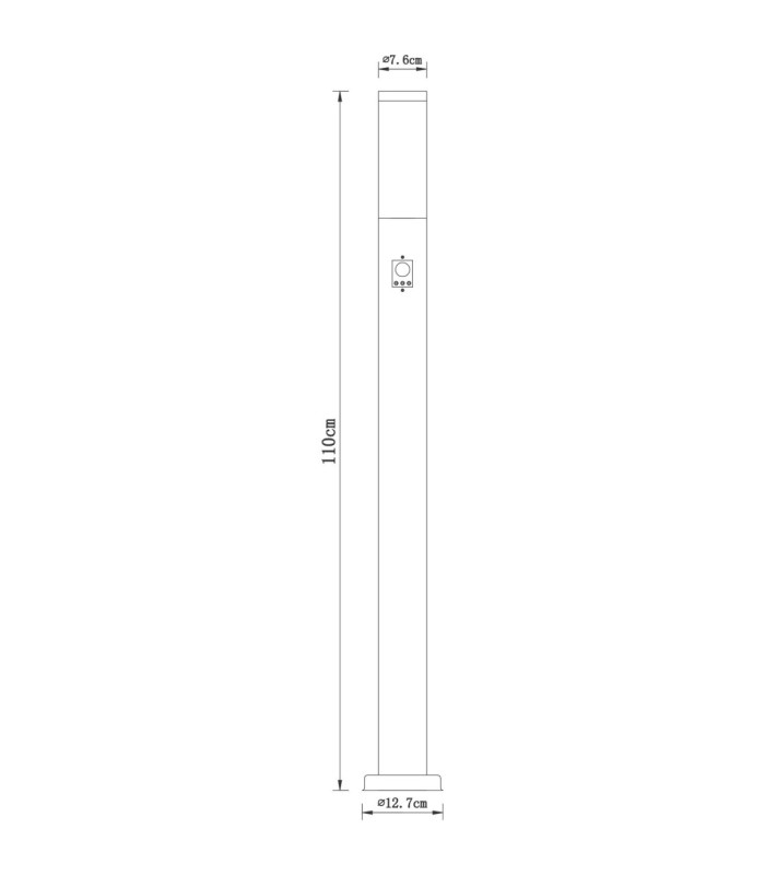 Boston PIR 110cm Outdoor Bollard Anthracite 1x E27-5