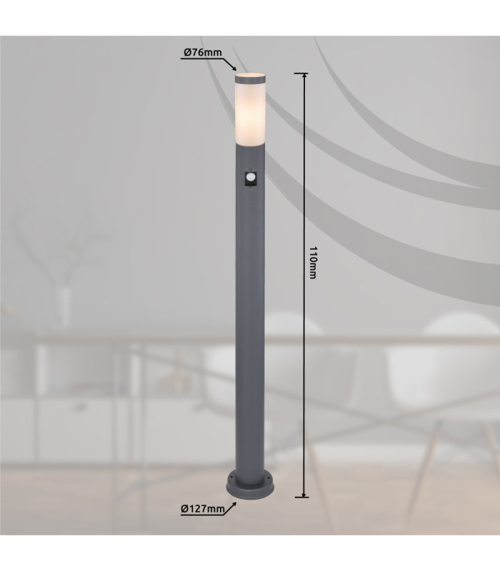 Boston PIR 110cm Outdoor Bollard Anthracite 1x E27-6