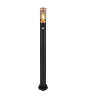 Boston PIR 110cm Outdoor Bollard Black 1x E27-1
