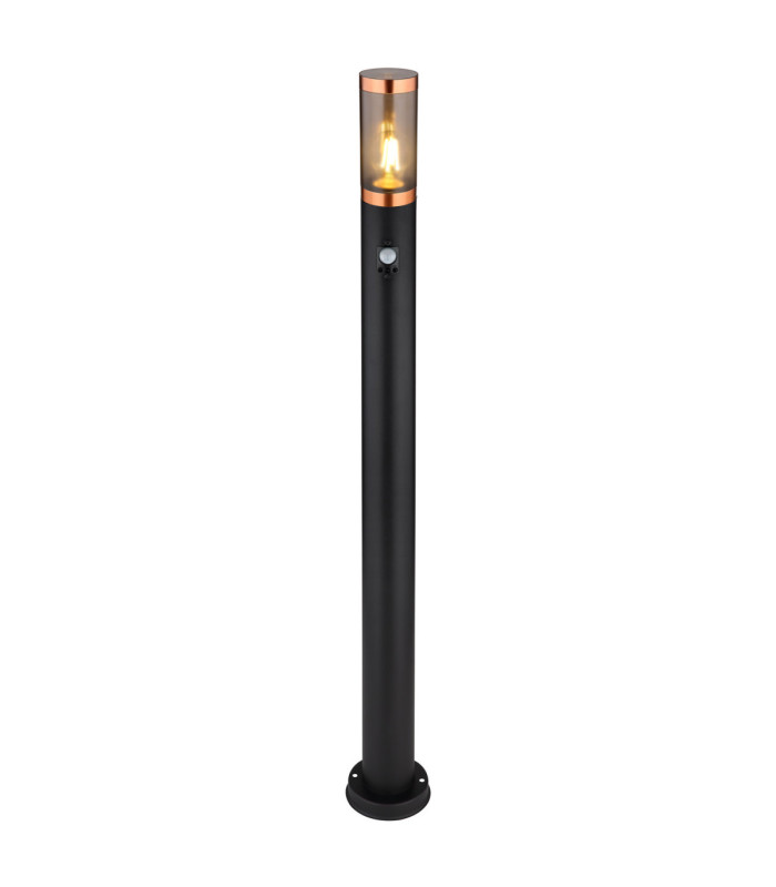 Boston PIR 110cm Outdoor Bollard Black 1x E27-1