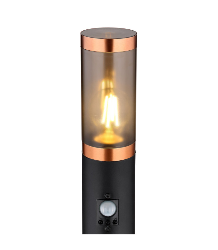 Boston PIR 110cm Outdoor Bollard Black 1x E27-3
