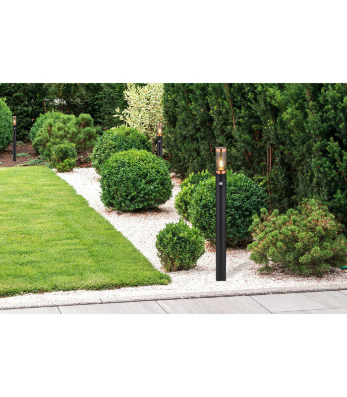 Boston PIR 110cm Outdoor Bollard Black 1x E27-5