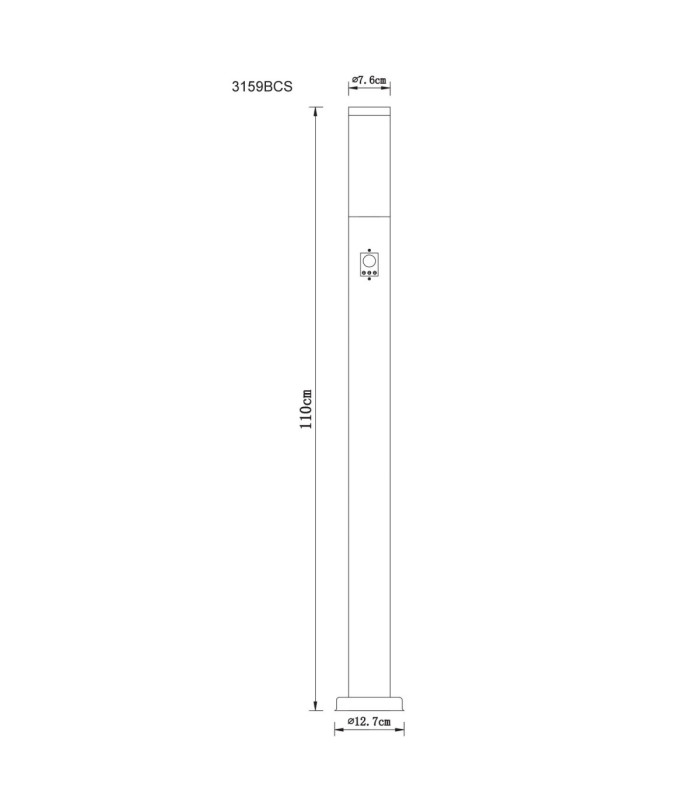 Boston PIR 110cm Outdoor Bollard Black 1x E27-6