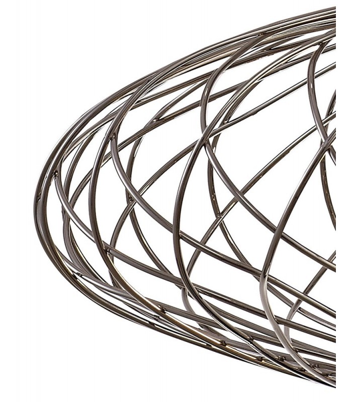 Elliptical Caged Spherical Ceiling Pendant, 1 x E27, Polished Nickel - 9