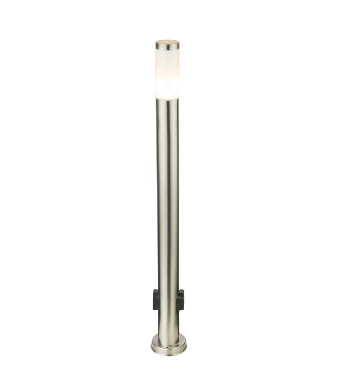 Eu Plug - Boston 110cm Outdoor Bollard Stainless Steel 1x E27 with Integrated Socket-1