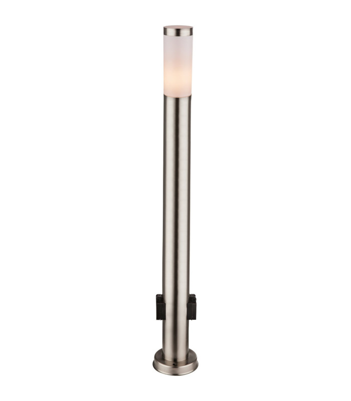 Eu Plug - Boston 110cm Outdoor Bollard Stainless Steel 1x E27 with Integrated Socket-4