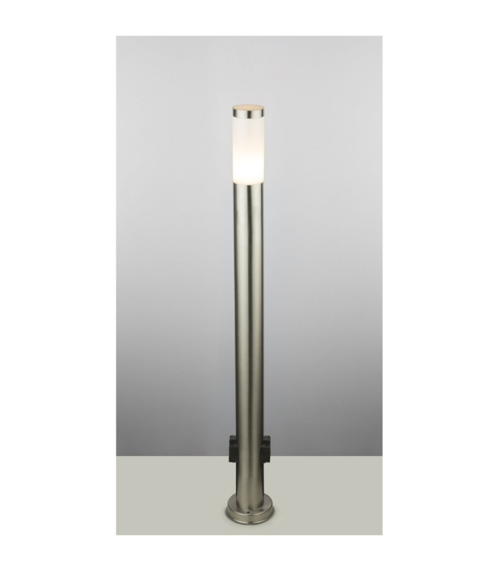 Eu Plug - Boston 110cm Outdoor Bollard Stainless Steel 1x E27 with Integrated Socket-6