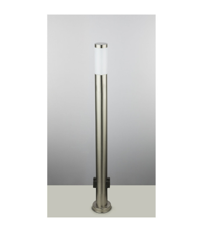 Eu Plug - Boston 110cm Outdoor Bollard Stainless Steel 1x E27 with Integrated Socket-7