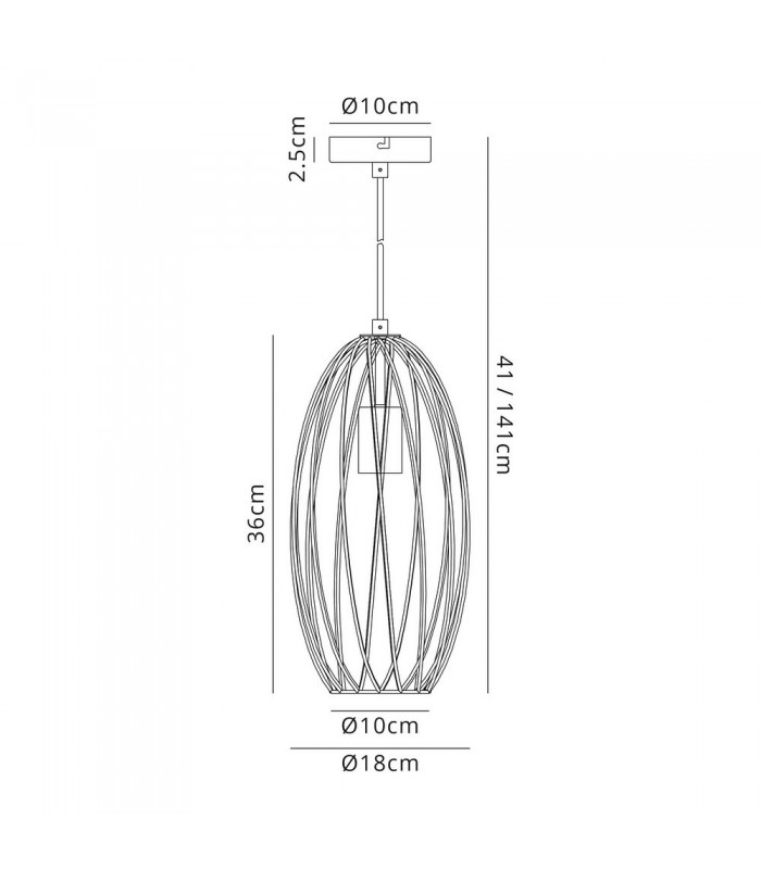 Curved Caged Cylinder Ceiling Pendant, 1 x E27, Polished Nickel - 2