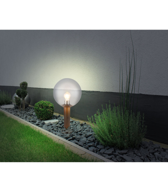 Ossy Outdoor Pedestal Light Wood Look 1x E27-5