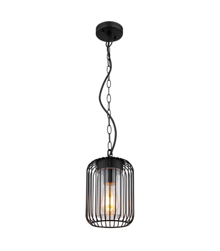 Nina Wire Frame Pendant Ceiling Light Matt Black 1x E27-1