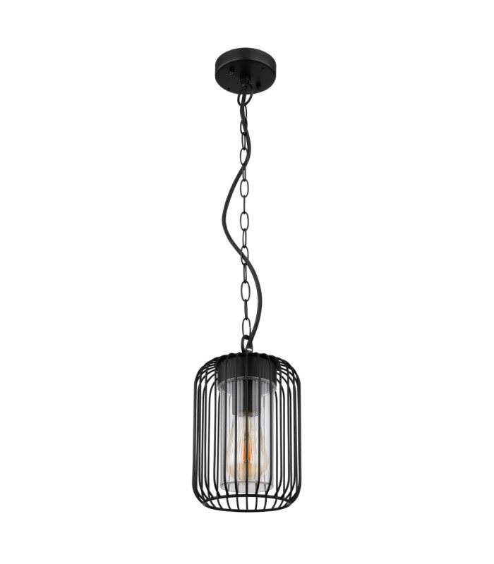 Nina Wire Frame Pendant Ceiling Light Matt Black 1x E27-2
