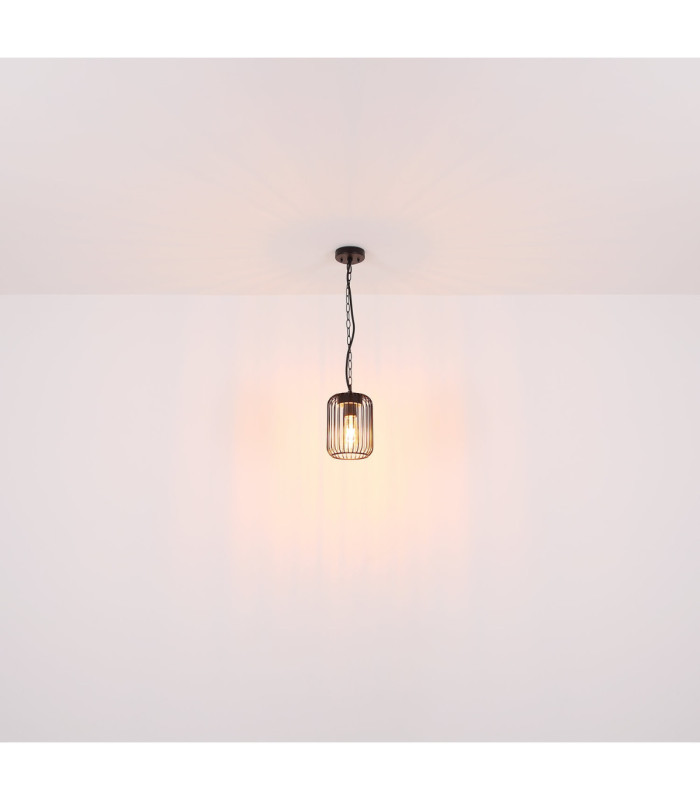 Nina Wire Frame Pendant Ceiling Light Matt Black 1x E27-6