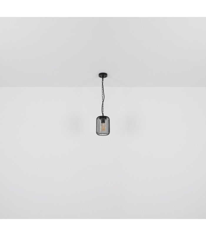 Nina Wire Frame Pendant Ceiling Light Matt Black 1x E27-7