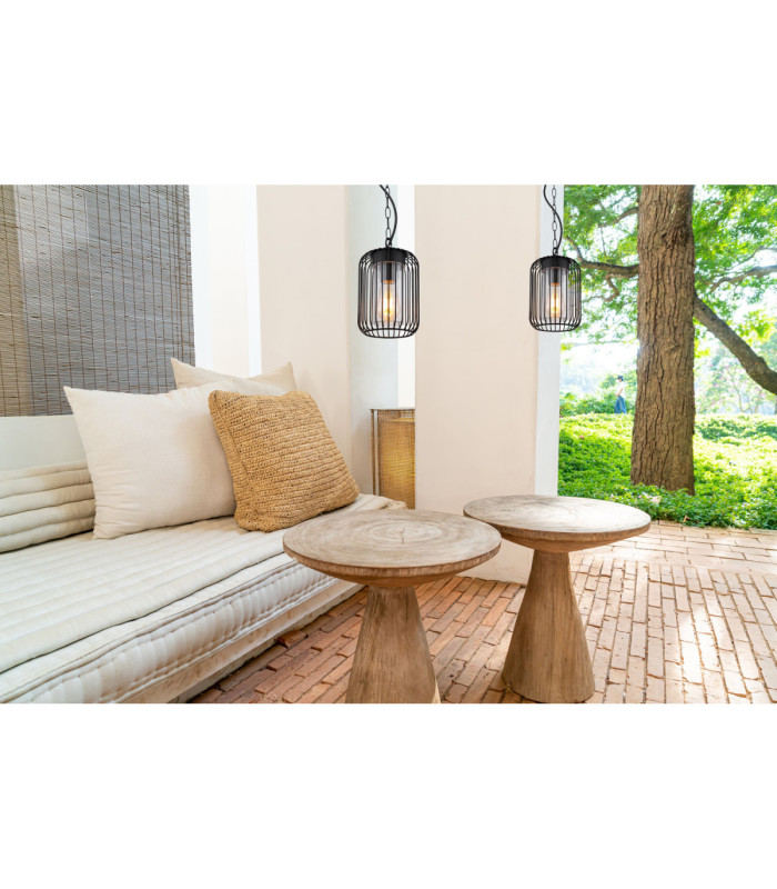 Nina Wire Frame Pendant Ceiling Light Matt Black 1x E27-8